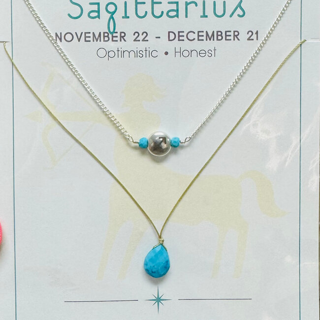 Sagittarius Necklace - Turquoise Zodiac - Silver Sparrow