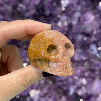Strawberry (Red Guava) Quartz Skull - Medium 2" Carving