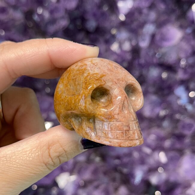 Strawberry (Red Guava) Quartz Skull - Medium 2" Carving