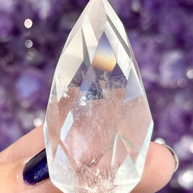 Clear (Crystal) Quartz Faceted Flames - Medium 2" Carving Rainbows