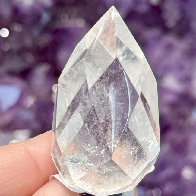 Clear (Crystal) Quartz Faceted Flames - Small 1-2" Carving Rainbows