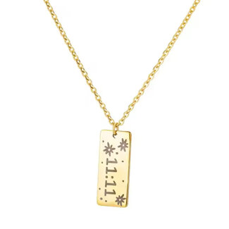11:11 Necklaces - Rectangle 1111 16-18"- Stainless Steel Gold Plated