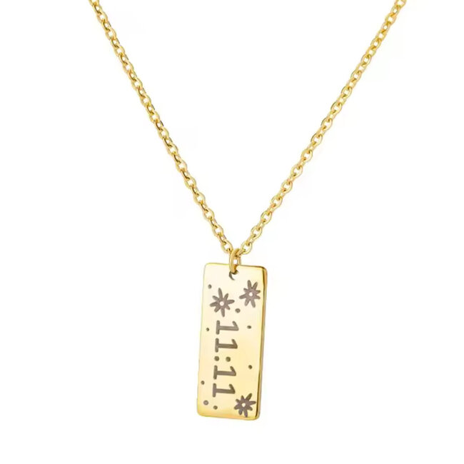 11:11 Necklaces - Rectangle 1111 16-18"- Stainless Steel Gold Plated