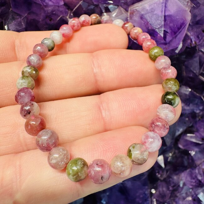 Mixed and Assorted Tourmaline Bracelets - 5 -7mm (Watermelon)