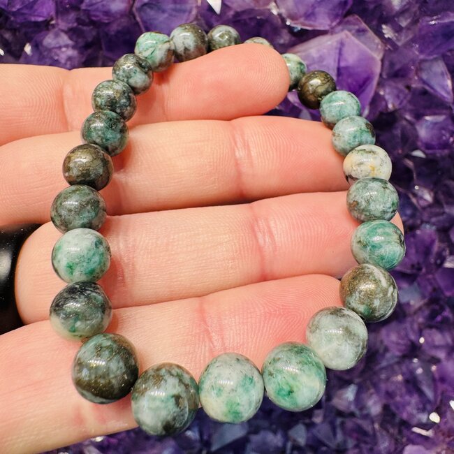 Pyrite in Green Jade Bracelets  - 8mm
