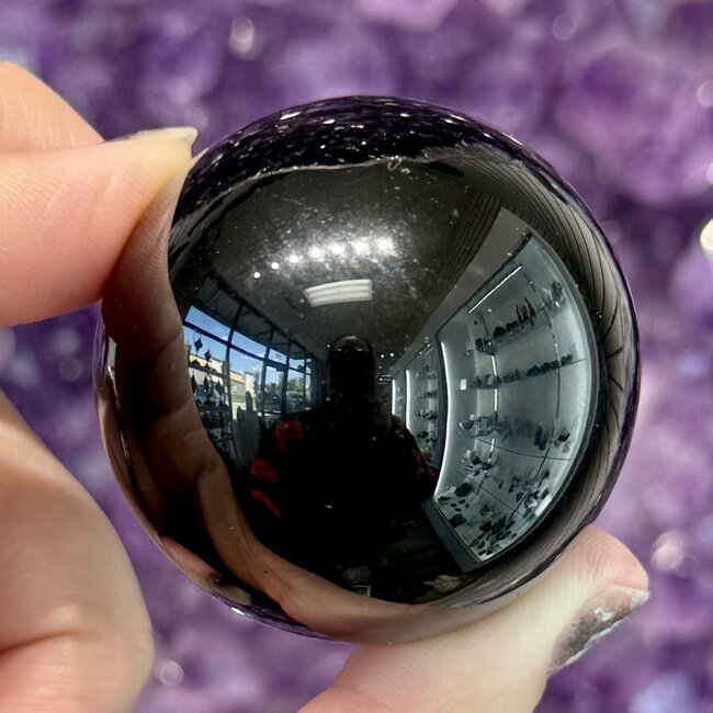 Black Obsidian Sphere Orb - 45mm