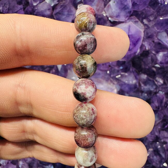 Red Pink (Cherry Plum Blossom) Tourmaline Bracelets - 8mm