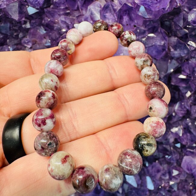 Red Plum Blossom Tourmaline Bracelets - 8mm
