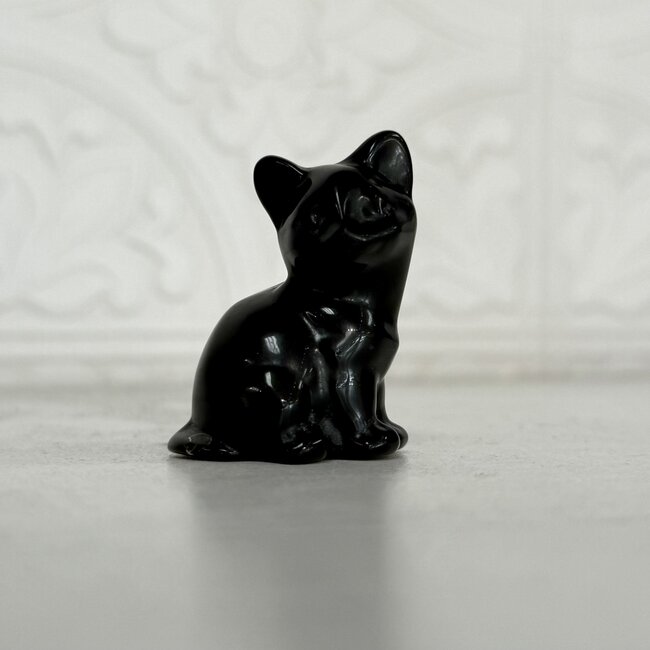Goldsheen (Gold Sheen Golden) Obsidian Sitting Cats Kitten Kitty - Small 1" Animal Carving Figurine