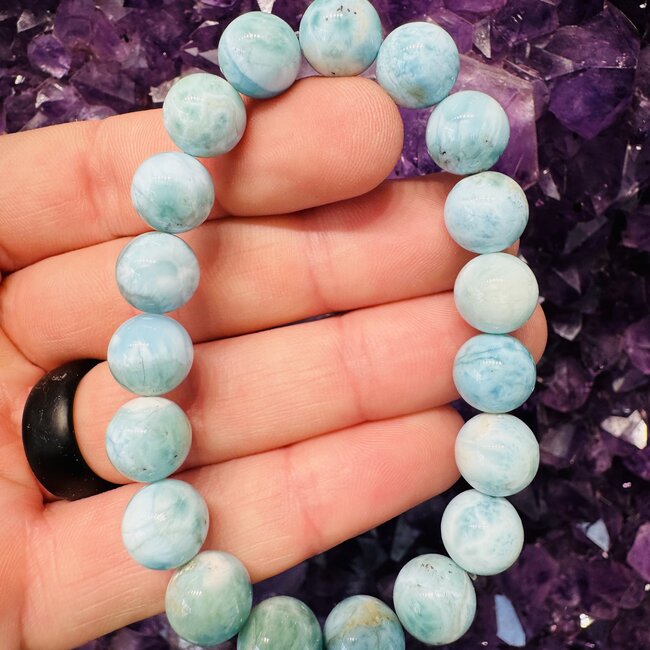 Larimar Bracelets (High Grade) - 10mm Dolphin Stone
