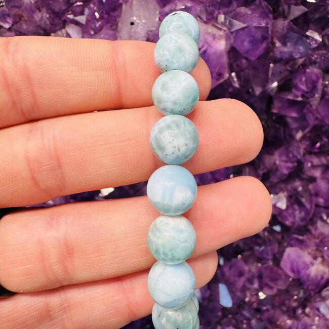 Larimar Bracelets (High Grade) - 10mm Dolphin Stone