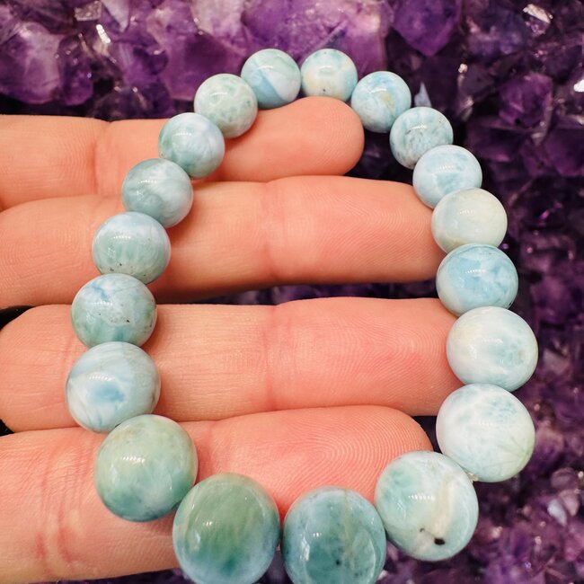 Larimar Bracelets (High Grade) - 10mm Dolphin Stone