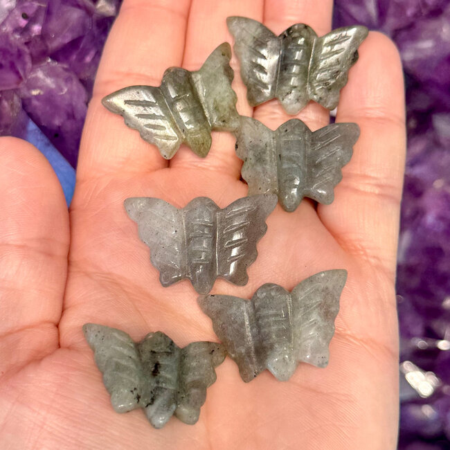 Labradorite Moth - Animal Carving Figurine 1.25"