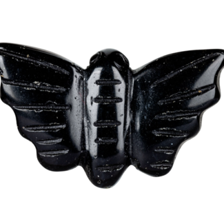 Black Obsidian Moth - Animal Carving Figurine 1.25"