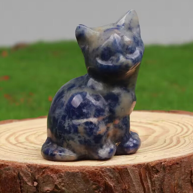 Sodalite (Blue Spot) Cats Kitten Kitty - Medium 1.5" Carvings