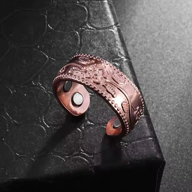 Copper Rings - Adjustable Flowers Magnetic