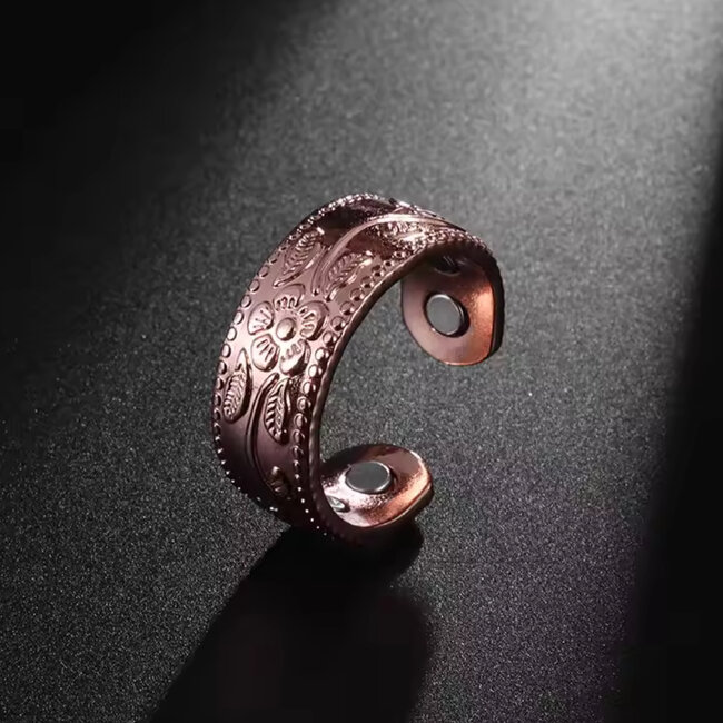 Copper Rings - Adjustable Flowers Magnetic