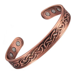 Copper Cuff Bracelet with Magnets - Link Chain Adjustable  Vintage