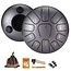 11 Tone Steel Tongue 6" Dark Silver Drum - Mini Hand Pan Stricker Handpan Hapi Happy Tank Panda Percussion Musical Instrument