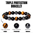 Black Obsidian, Hematite & Gold Tiger Eye (Power & Protection) Bracelets - 4mm