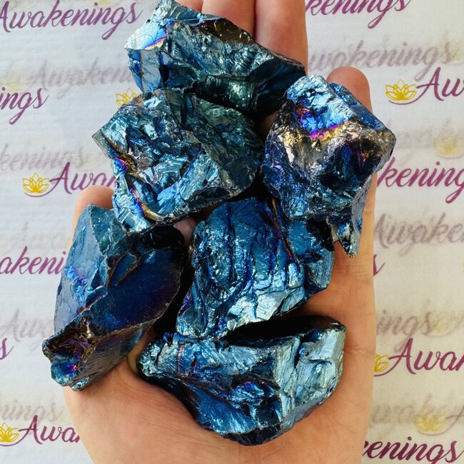 Blue Angel (Titainum) Rainbow Aura Milky Quartz - Large Rough Raw