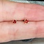 Red Garnet Earrings-3mm Faceted Studs - Prong Claw Set Sterling Silver Gemstone Jewelry
