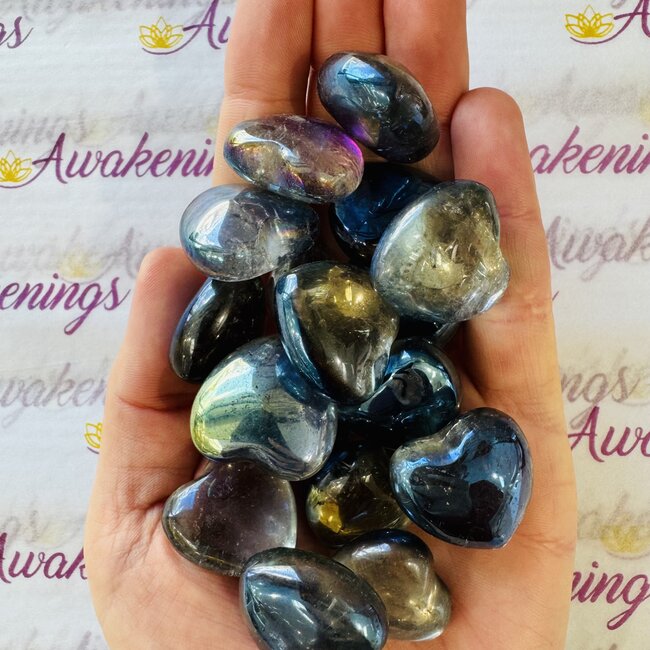 Aura Quartz Heart - Black Rainbow