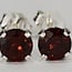 Red Garnet Earrings - 4mm Round Faceted Studs - Claw Prong Set Sterling Silver