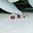 Red Garnet Earrings - 4mm Faceted Stud Claw Prong Set - Sterling Silver