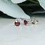 Red Garnet Earrings - 4mm Round Faceted Studs - Claw Prong Set Sterling Silver