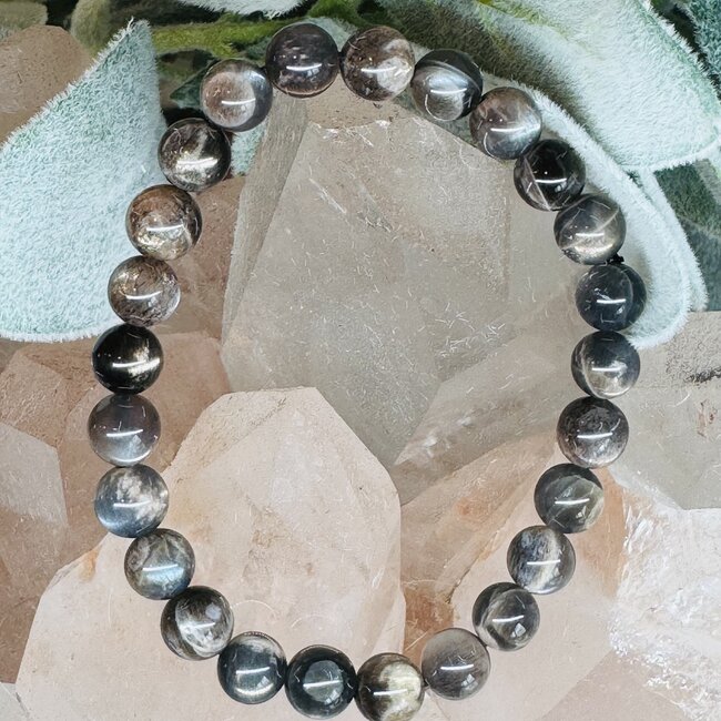 Aventurescence Sunstone (Heliolite) & Hematite Bracelets - 8mm