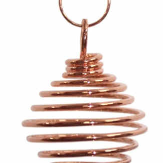 Copper Colored Crystal Spiral Cage Crystal Pendant Holder - Medium