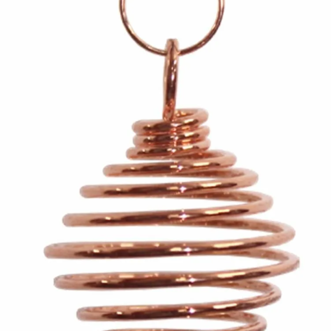 Copper Crystal Spiral Cage Crystal Pendant Holder - Medium
