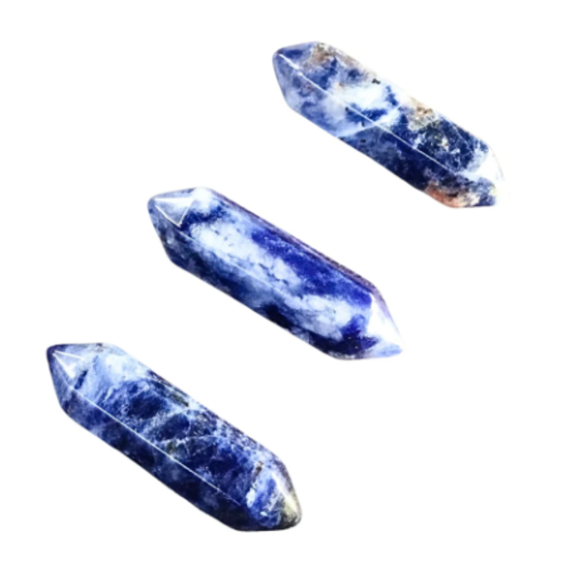 Sodalite Double Terminated DT Points - Mini Faceted Massage Wand 1.5"