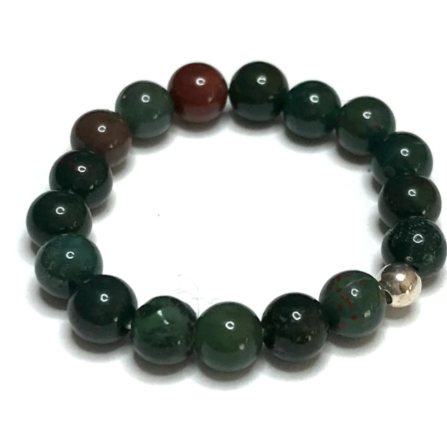 African Bloodstone (Seftonite Heliotrope) Rings - Adjustable Beaded Stretch Gemstone
