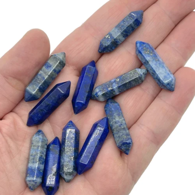 Lapis Lazuli Double Terminated DT Point - Small Faceted Massage Wand 1.5"