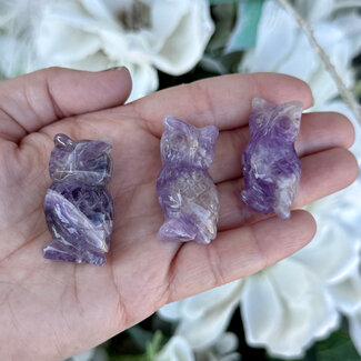 Amethyst Owl - Small 1.5" Carving Animal Figurine