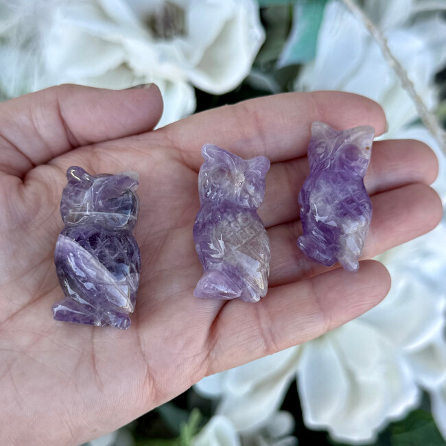Amethyst Owl - Small 1.5" Carving Animal Figurine