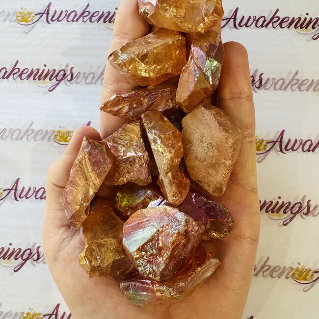 Orange Tangerine Aura Clear Quartz - Medium Rough Raw