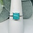 Amazonite Silver (Plated) Square Ring - Adjustable
