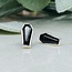 Black Tourmaline Earrings - Coffin Studs - Sterling Silver
