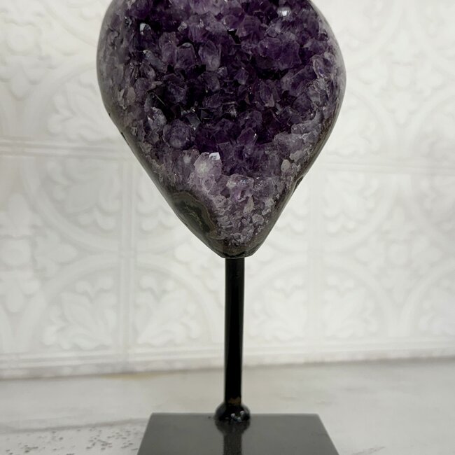 Amethyst Druzy on Black Stand Pin - #2 9" Rough Raw Natural Specimen
