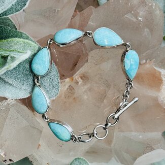 Amazonite Bracelet - Teardrop Pear Bezel Set - Toggle Clasp Sterling Silver Amazonite Bracelet - Teardrop Pear Bezel Set - Toggle Clasp Sterling Silver