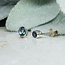 London Blue Topaz Earrings - Oval Faceted Stud - Sterling Silver