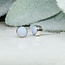 Blue Lace Agate Earrings - Round Studs Bezel Set - Sterling Silver .925