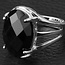 Black Obsisian Rings - Adjustable Oval Faceted - Silver Plated