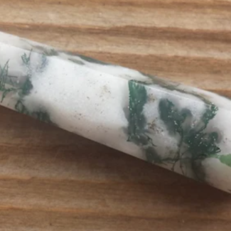 Green Tree Agate Double Terminated DT Points - Small Faceted Massage Wand 1.5"