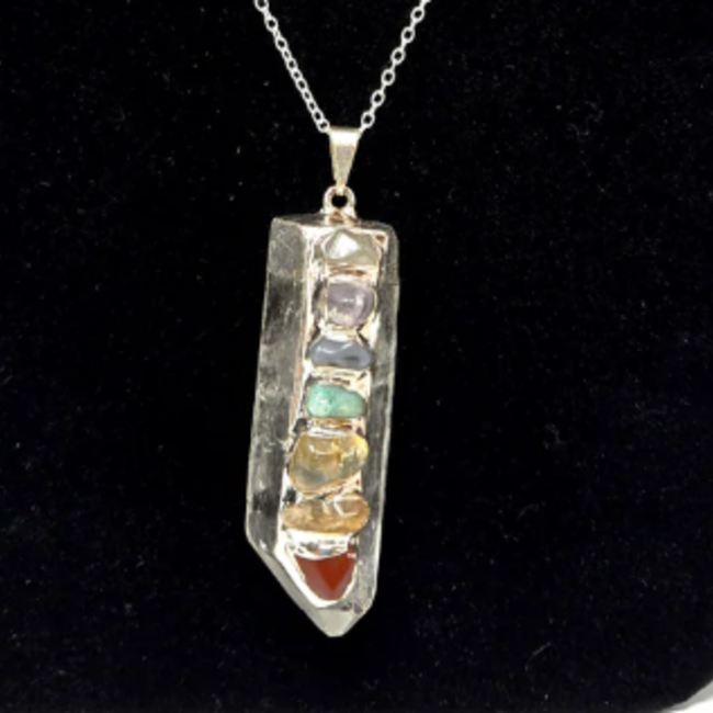 Clear (Crystal) Quartz Chakra Pendants - 1"-2" Silver Plated Cap