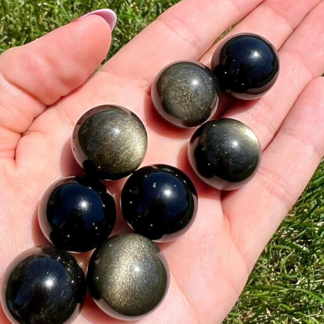 Goldsheen (Gold Sheen Golden) Obsidian Sphere Orb - 20-25mm