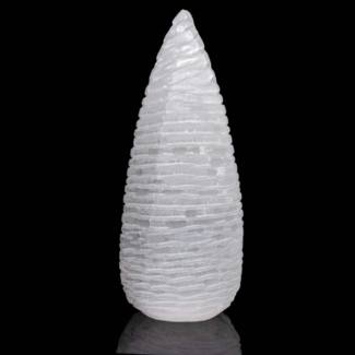 Selenite (Satin Spar Gypsum) Snow Cone Lamp - 11-12" Large (Cord & Bulb Included)